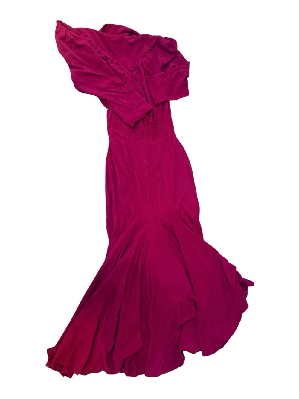 Button-Front Maxi Dress in Raspberry Red - Picture 5 of 7